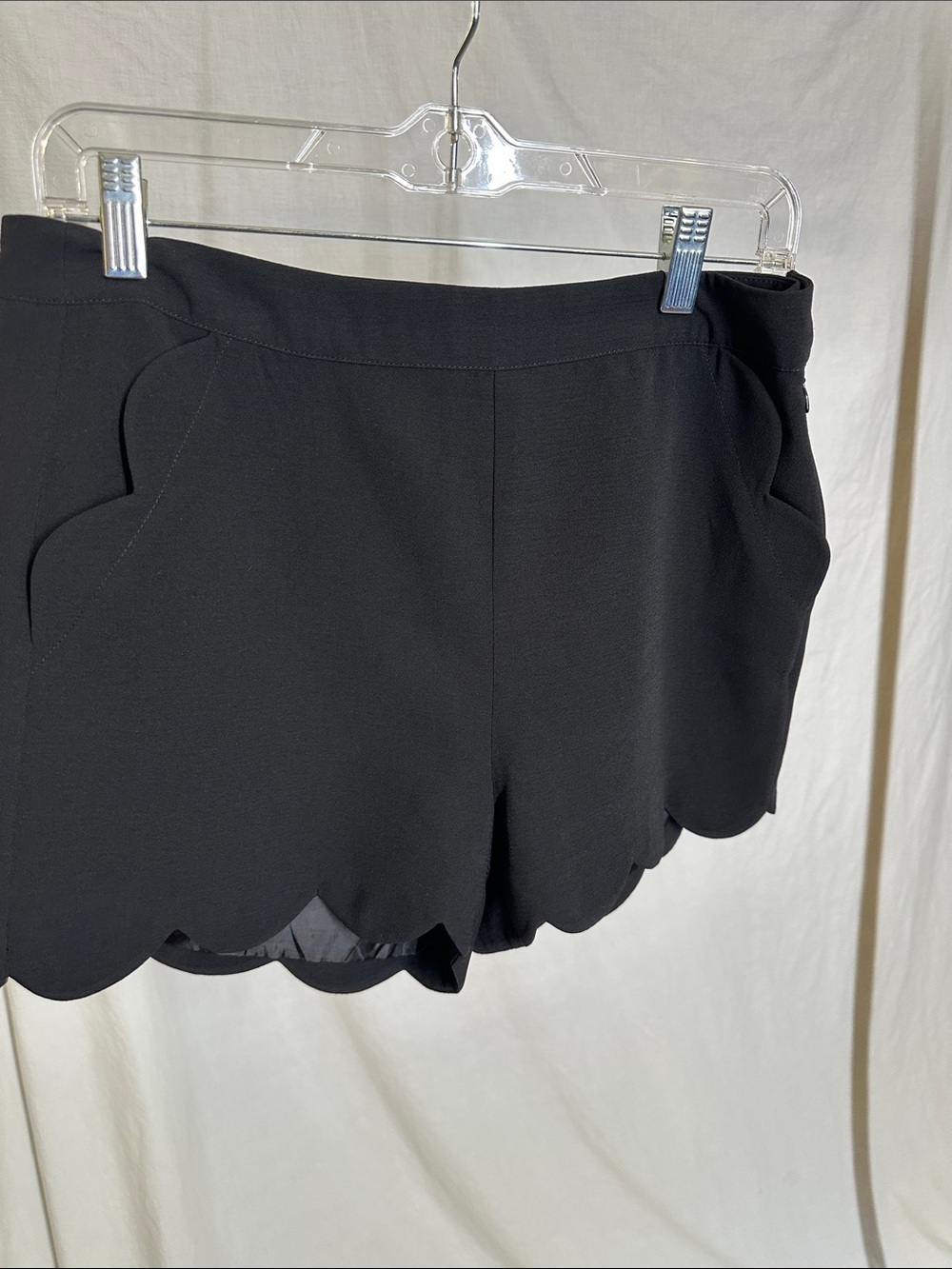 Topshop Black Scallop Hem High-Waist Shorts